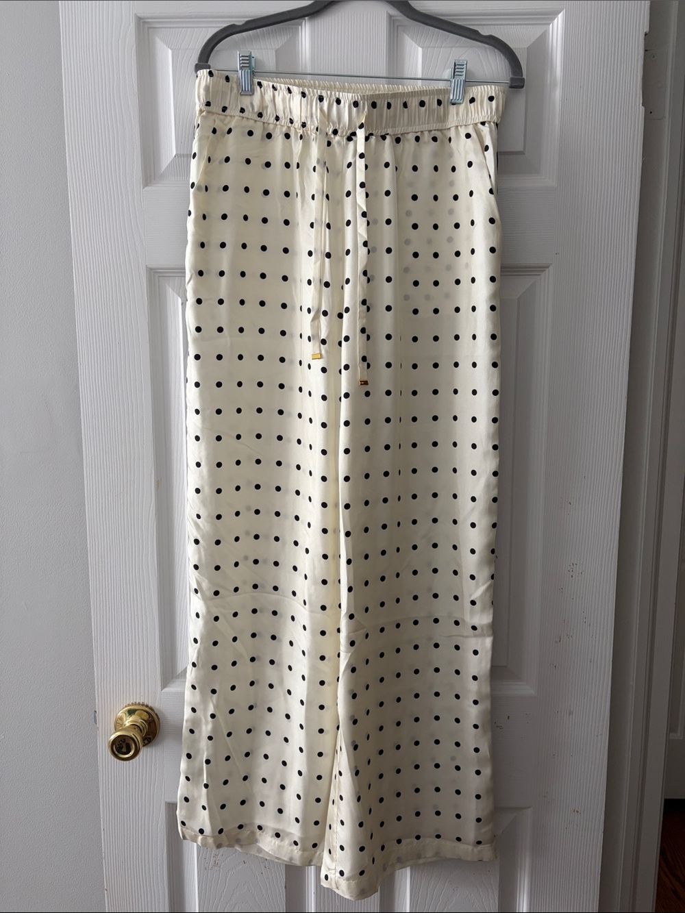 NWT 100% Silk Cream Polka Dot Pants from Anthro